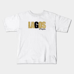 Lagos of Nigeria Gold & Black Kids T-Shirt